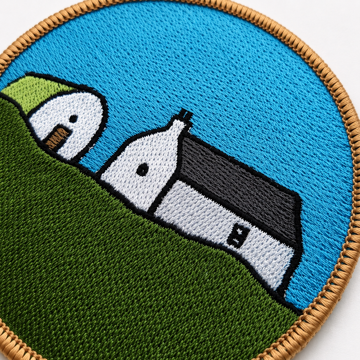 Close-up embroidered magnetic patch detail