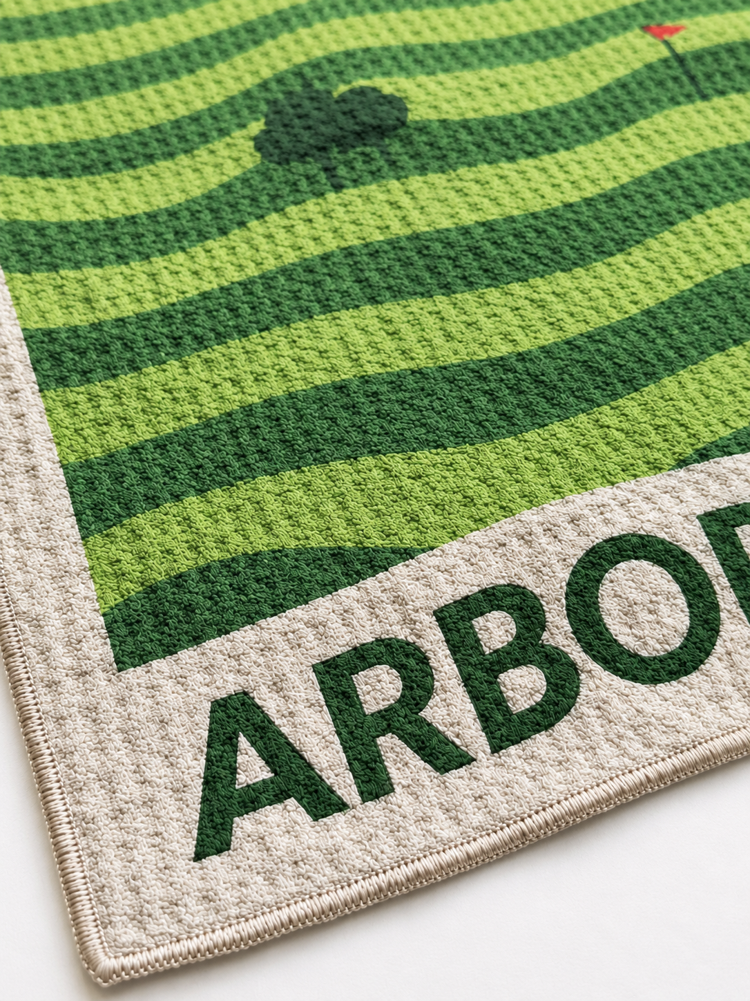 Close-up of custom towel print and texture