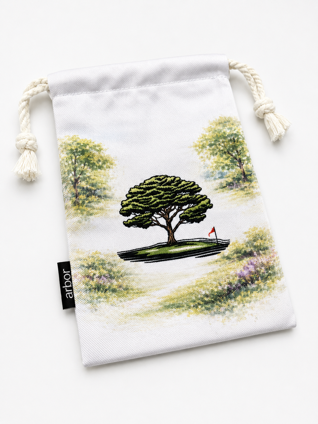 Zoomed out custom drawstring valuables pouch